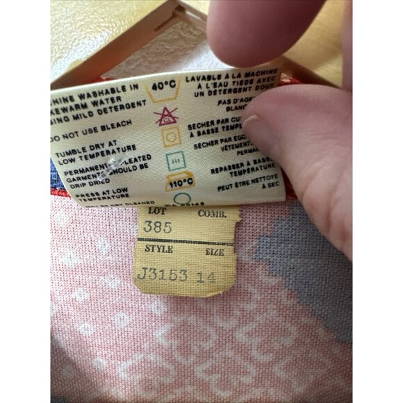 Vintage Tan Jay Woman 14 Red Button Shirt 70s Mod Disco Hipster - Picture 3 of 5